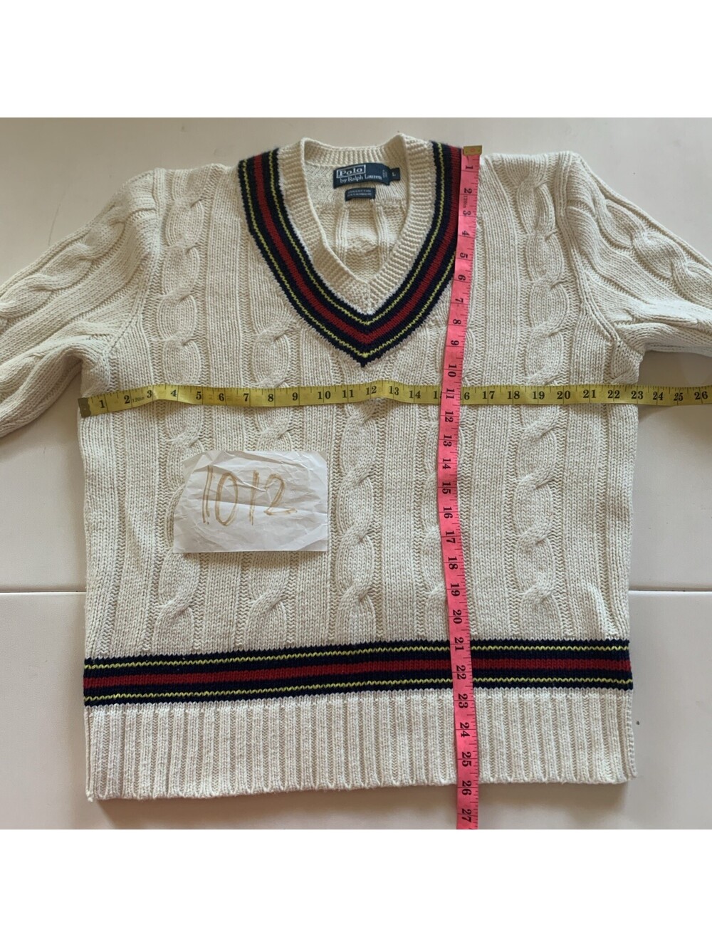Ralph Lauren V Neck Sweater Vintage Cotton Cashmere Sz L Womens - Picture 5 of 5